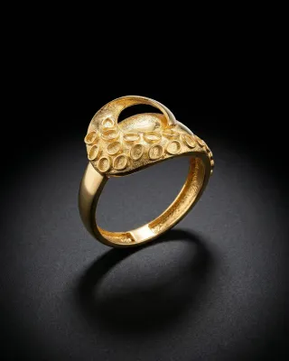 Golden Crescent Textured Ring