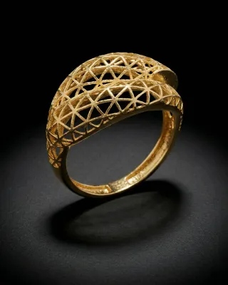 Golden Geometric Wave Ring