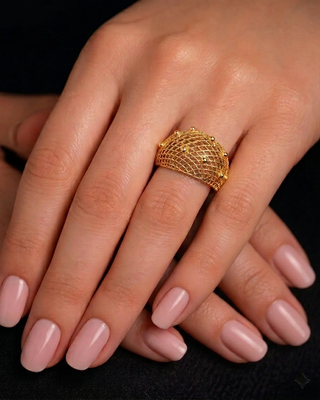 Golden Mesh Dome Ring