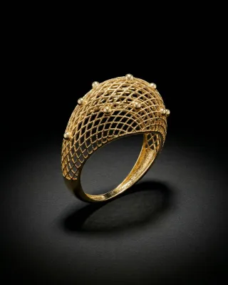 Golden Mesh Dome Ring