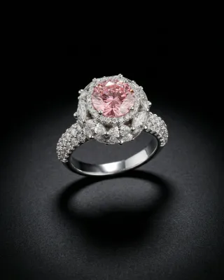 Pink Halo Diamond Ring